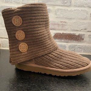 UGG Classic Cardy Tan Knit Boots